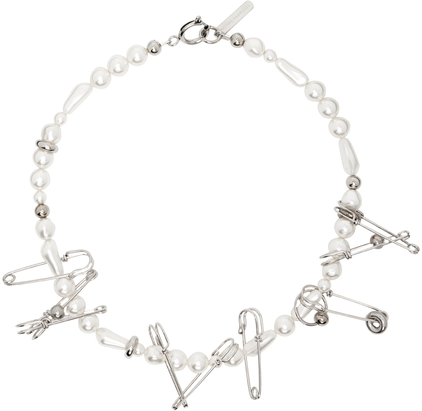 Justine Clenquet Silver & Off-white Pearl Lindsay Choker In Palladium