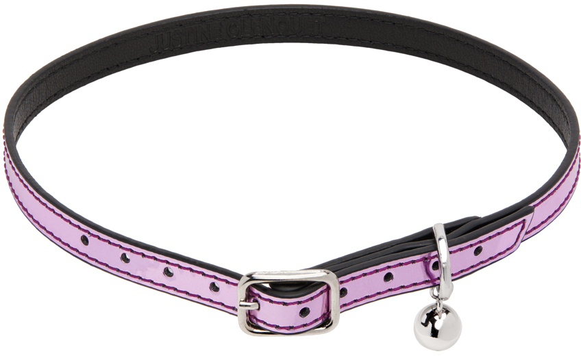 Justine Clenquet Pink Amy Choker In Metallic Pink Leathe