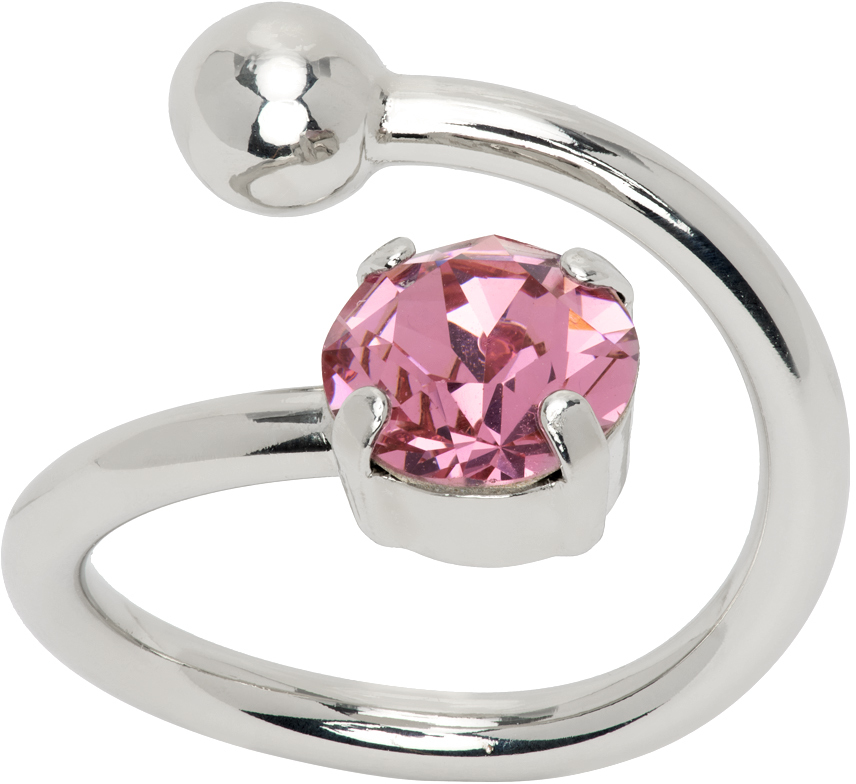 Silver Jackie Ring In Pink