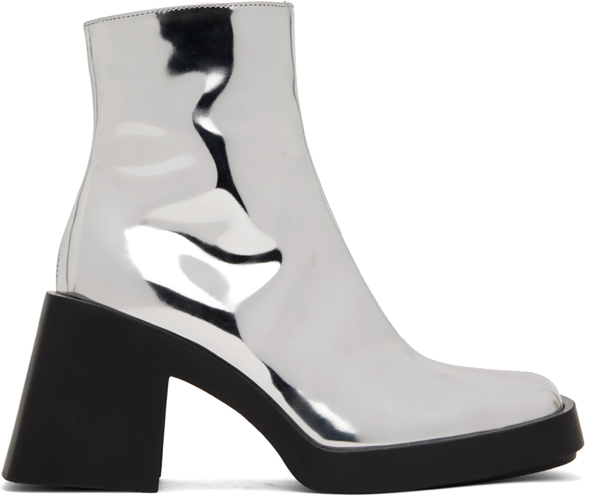 Justine Clenquet Silver Milla Boots In Metallic Silver Leat