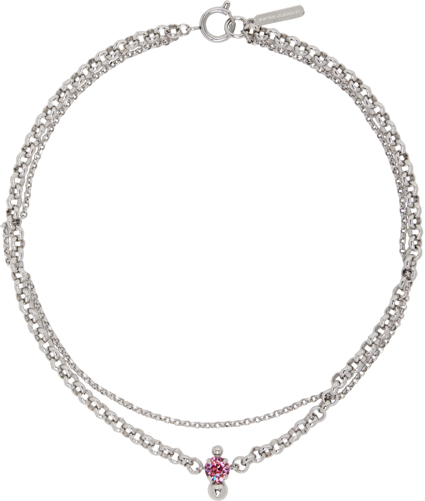 Justine Clenquet Silver & Pink Jess Necklace