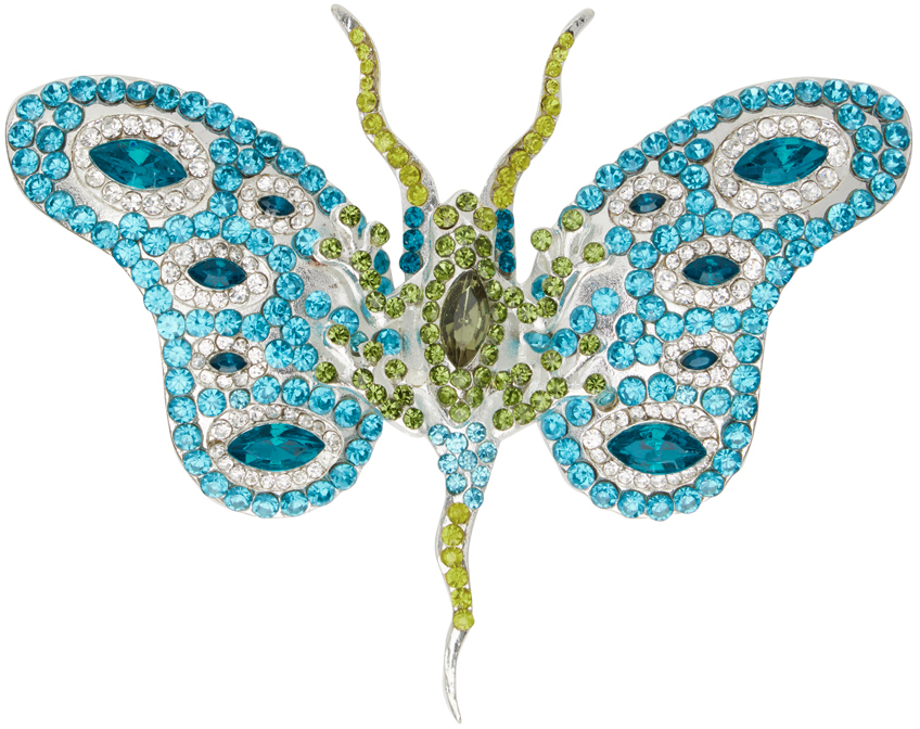Collina Strada Blue Frog Butterfly Brooch