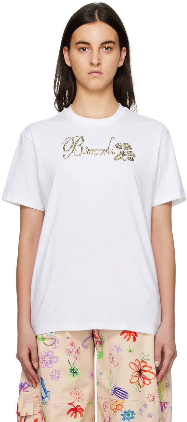 Collina Strada: White Embellished T-Shirt | SSENSE