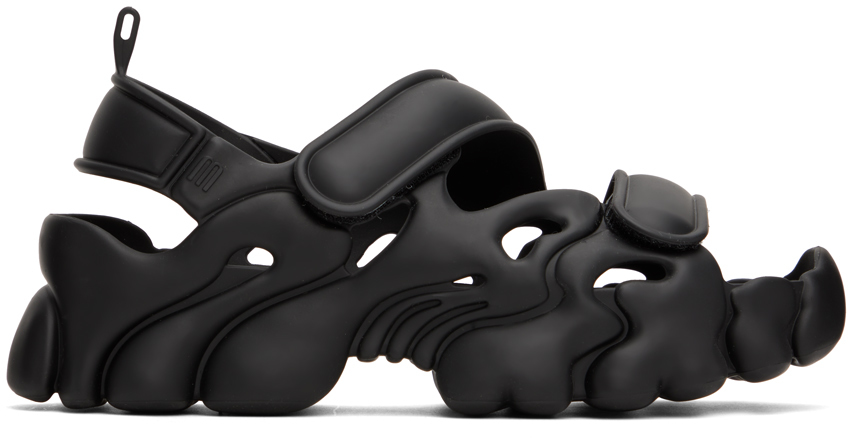 Black Melissa Edition Puff Sandals by Collina Strada on Sale