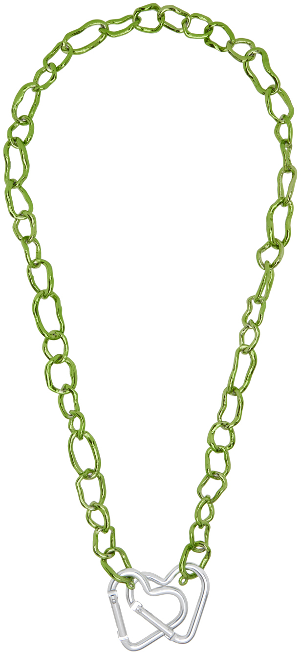 Collina Strada Green Crushed Swag Necklace In Lime
