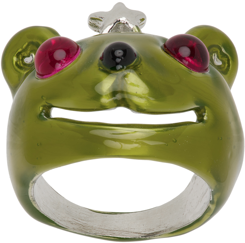 Collina Strada Green Princess Bear Ring In Lime Green
