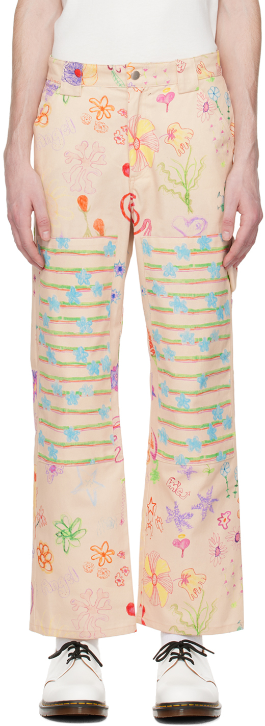 Collina Strada Off-White Doodle Flower Chason Jeans