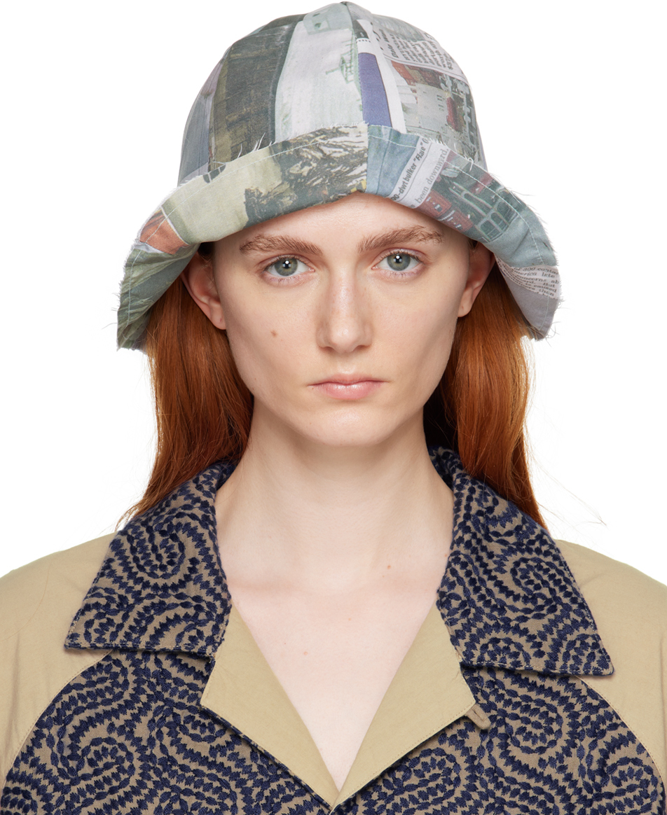 Multicolor Newspaper Cuts Bucket Hat