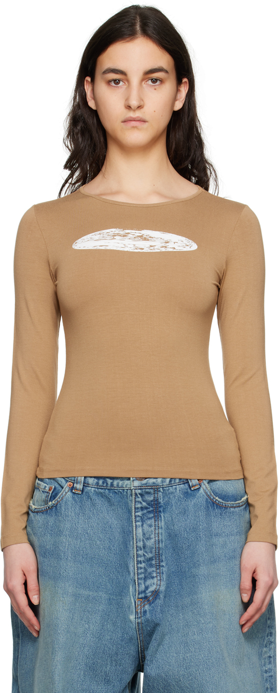 Serapis Beige Thermal Long Sleeve T-shirt In Sand