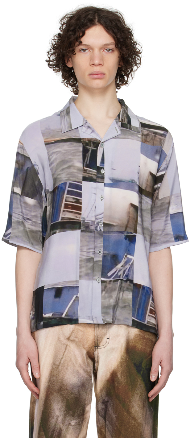 Blue Printed Shirt by Serapis on Sale