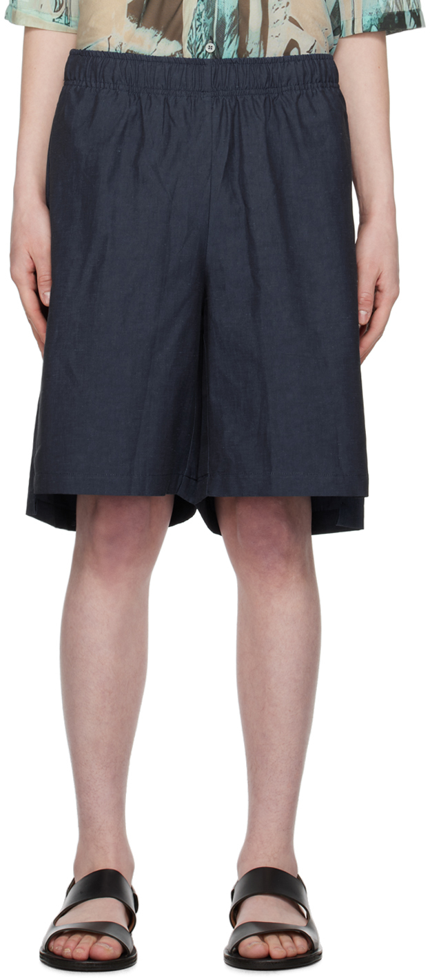 Serapis Blue Drawstring Shorts In Navy