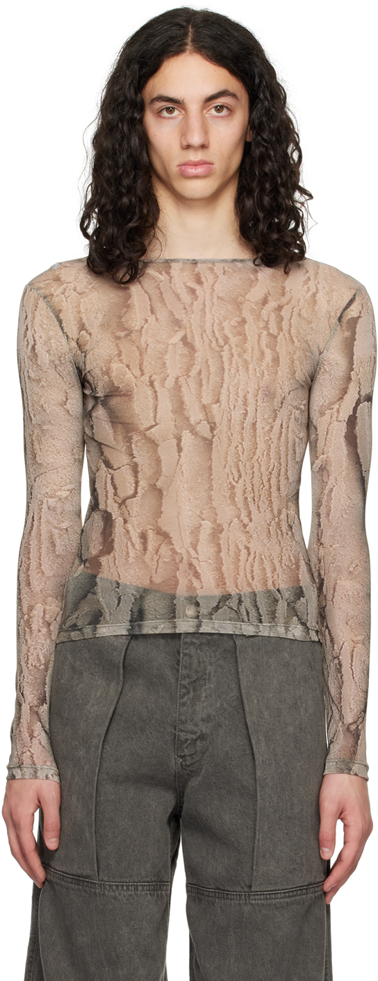 Serapis Khaki Dried Sand Long Sleeve T-shirt In Beige