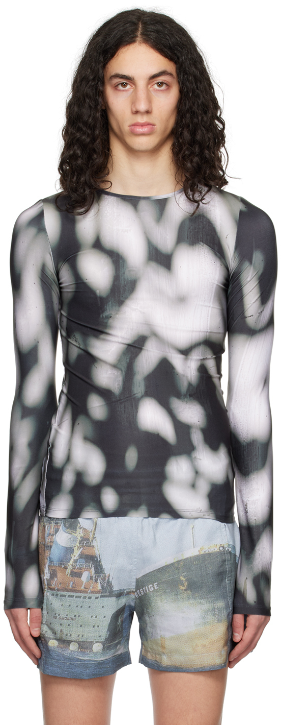 Serapis Ssense Exclusive Black & White Shadows Long Sleeve T-shirt In Black/white Print