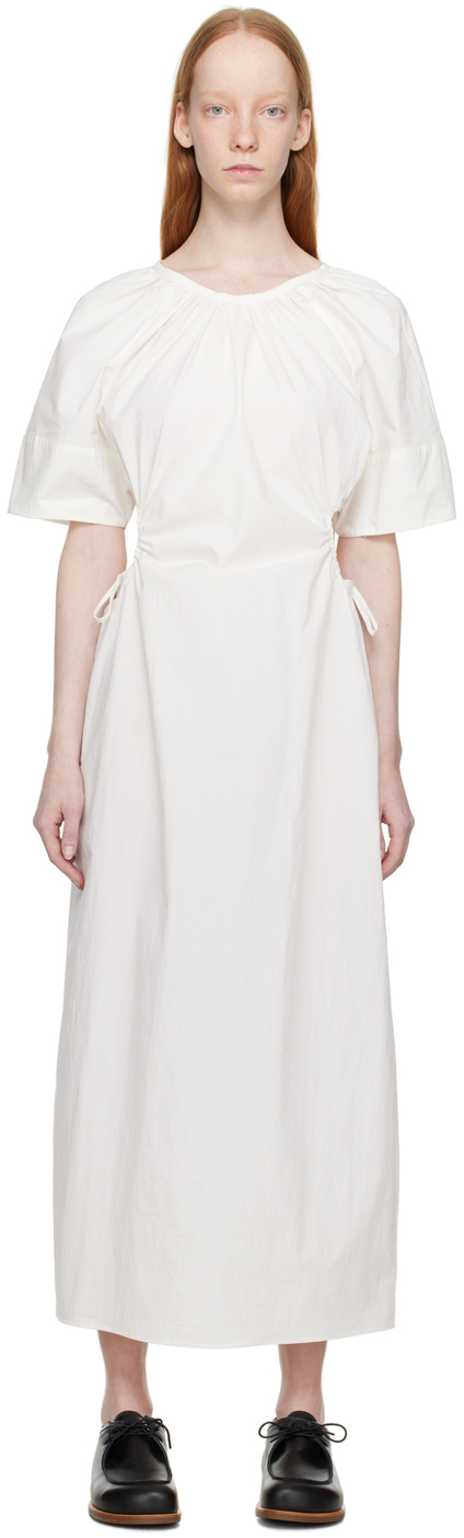 White Side Ring Midi Dress