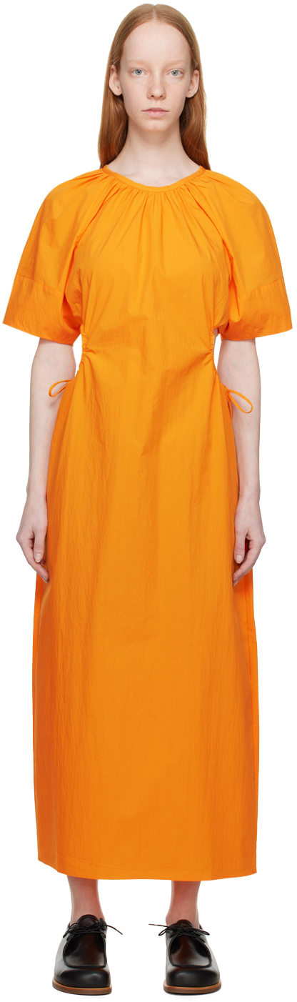 Orange Side Ring Midi Dress