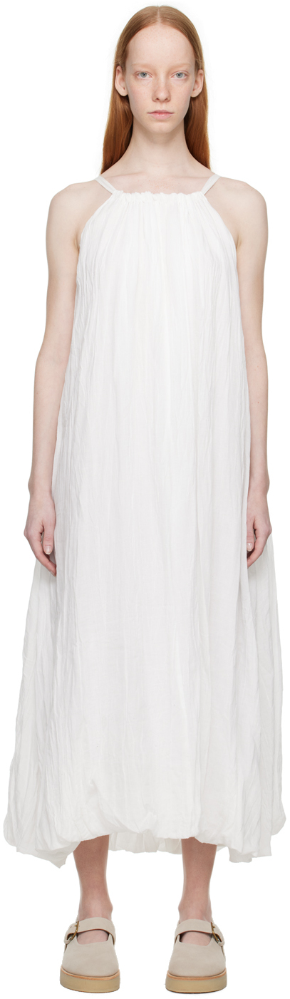 White Wrinkle Midi Dress