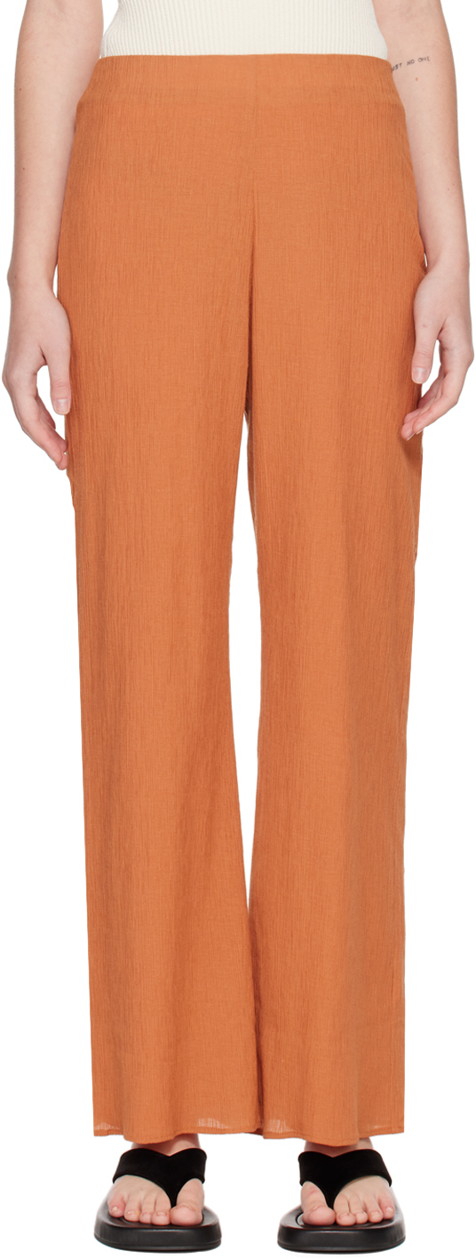 Missing You Already Orange Textured Lounge Trousers In Orange Brown