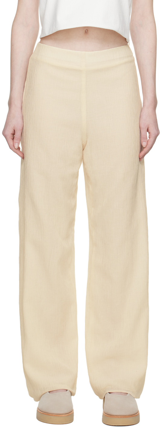 Missing You Already Off-white Relaxed-fit Lounge Pants In Cream