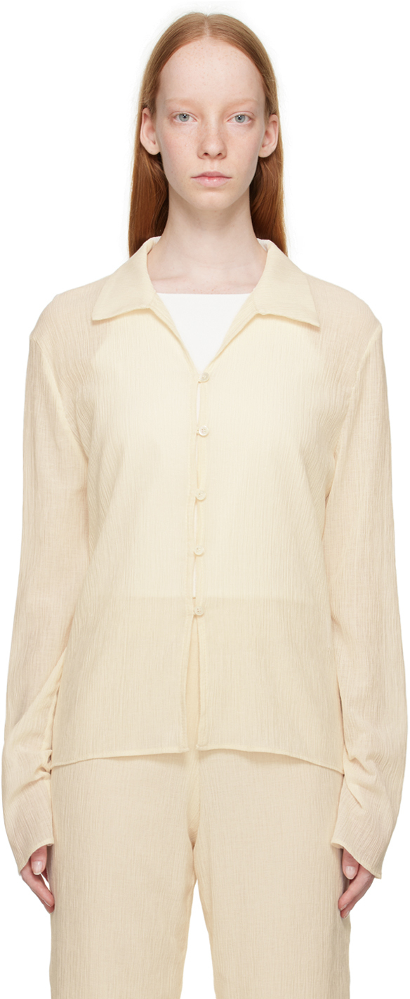 Missing You Already Off-white Pleats Shirt In Cream