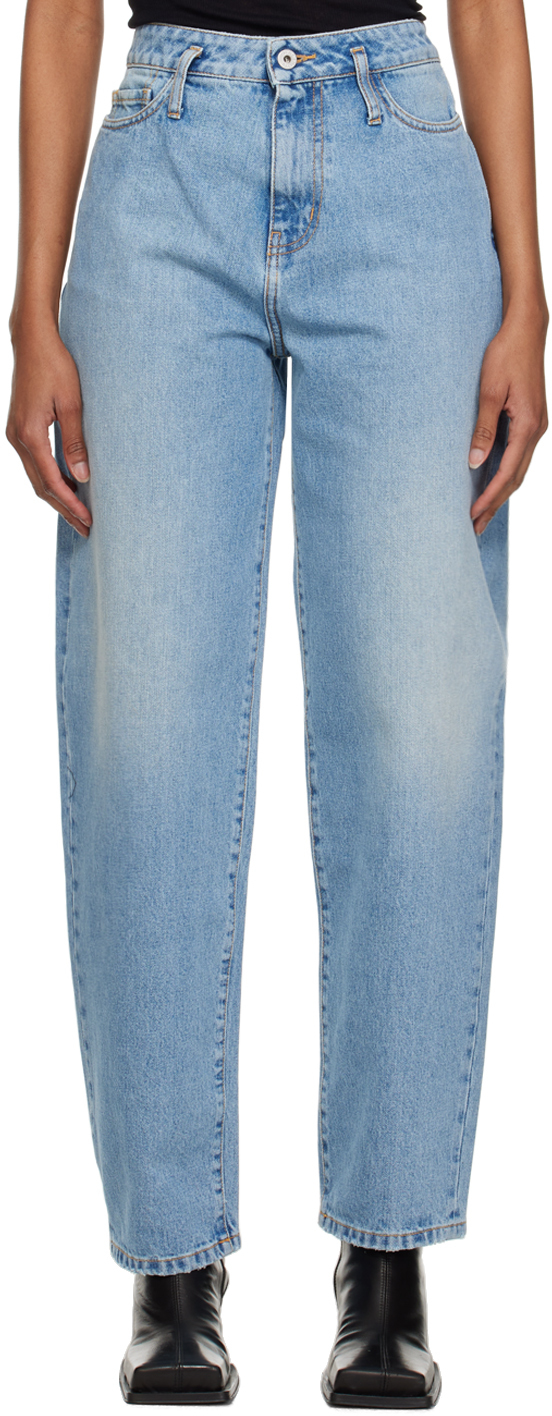 Blue Oversized Jeans by HALFBOY on Sale