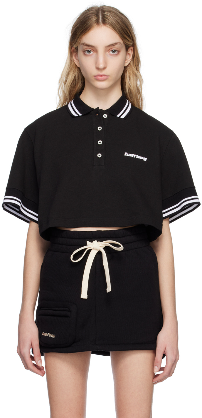HALFBOY Black Embroidered Polo