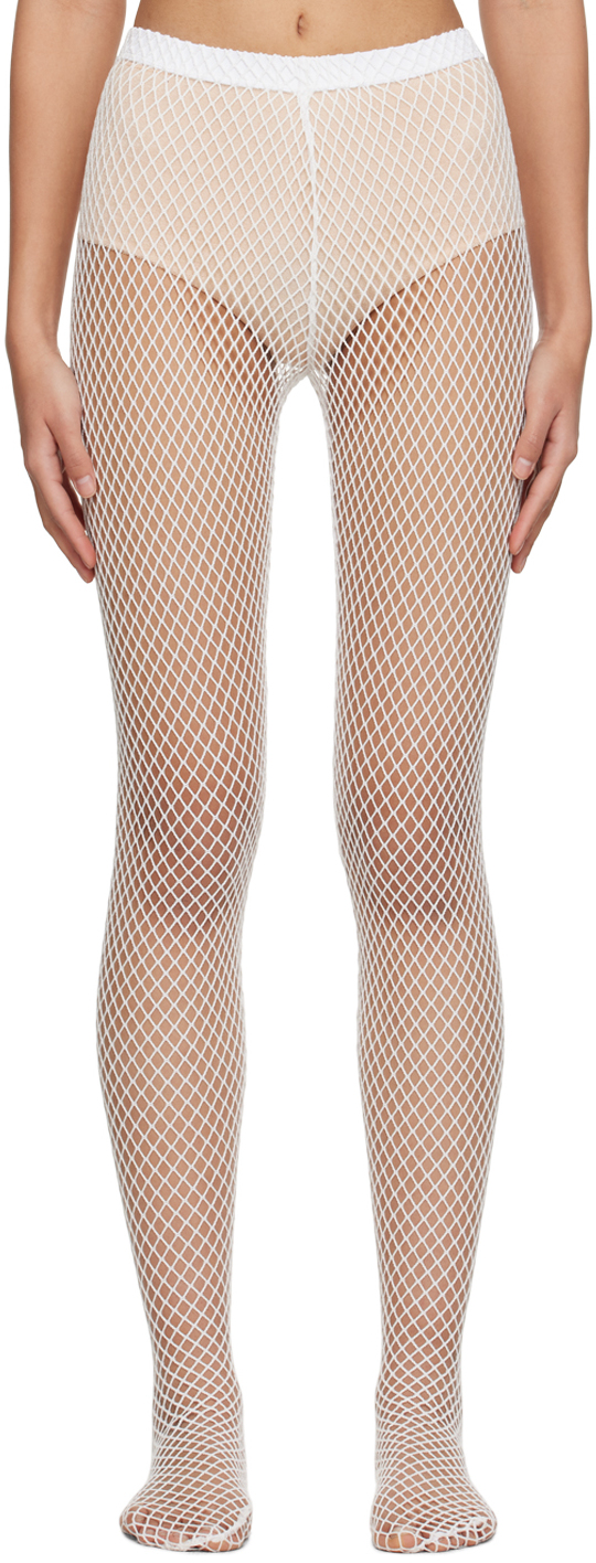 Comme Des Garçons White Sheer Tights In 2 Off White