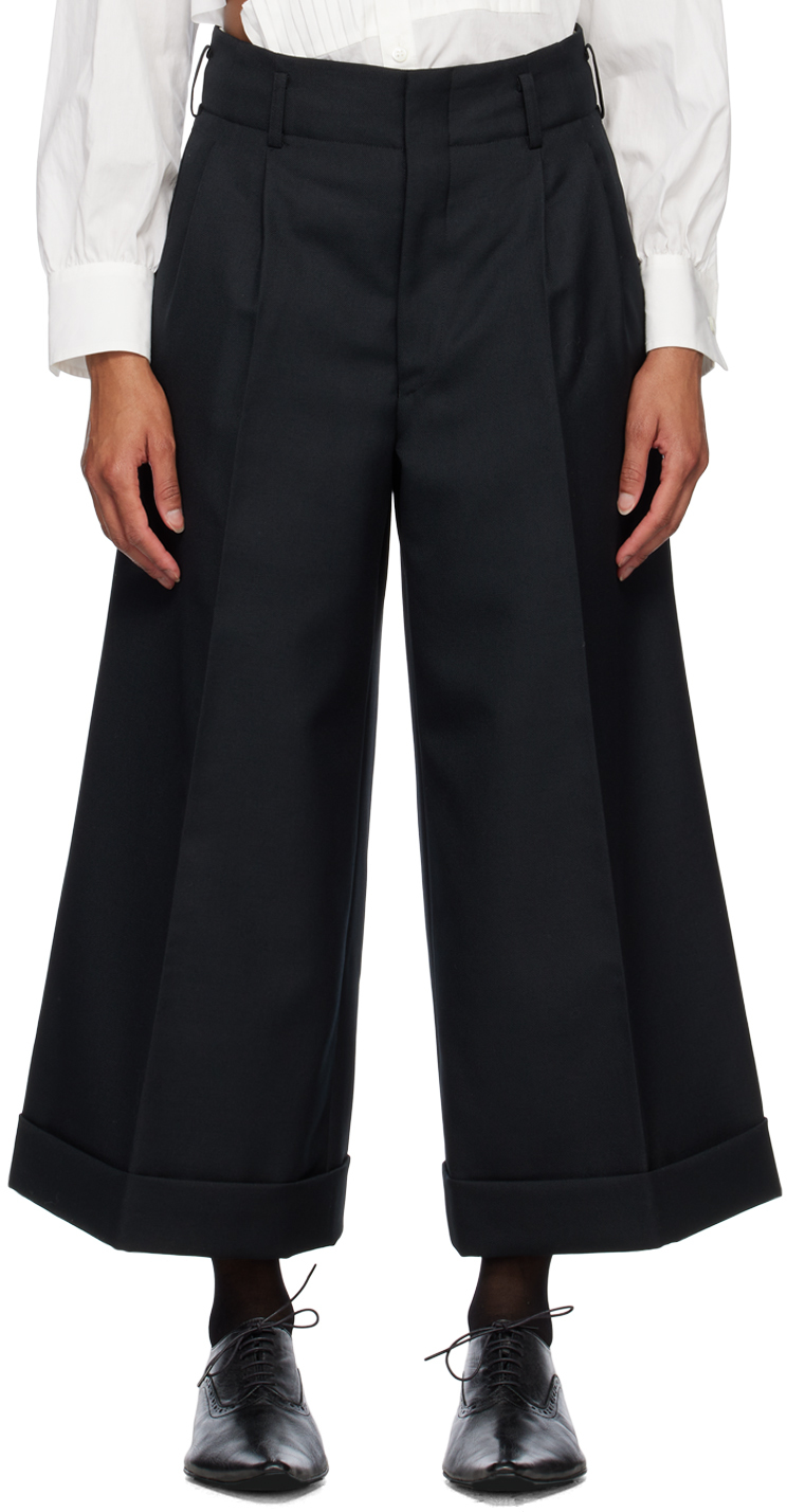Comme Des Garçons High-waist Cropped Wide Trousers In Black