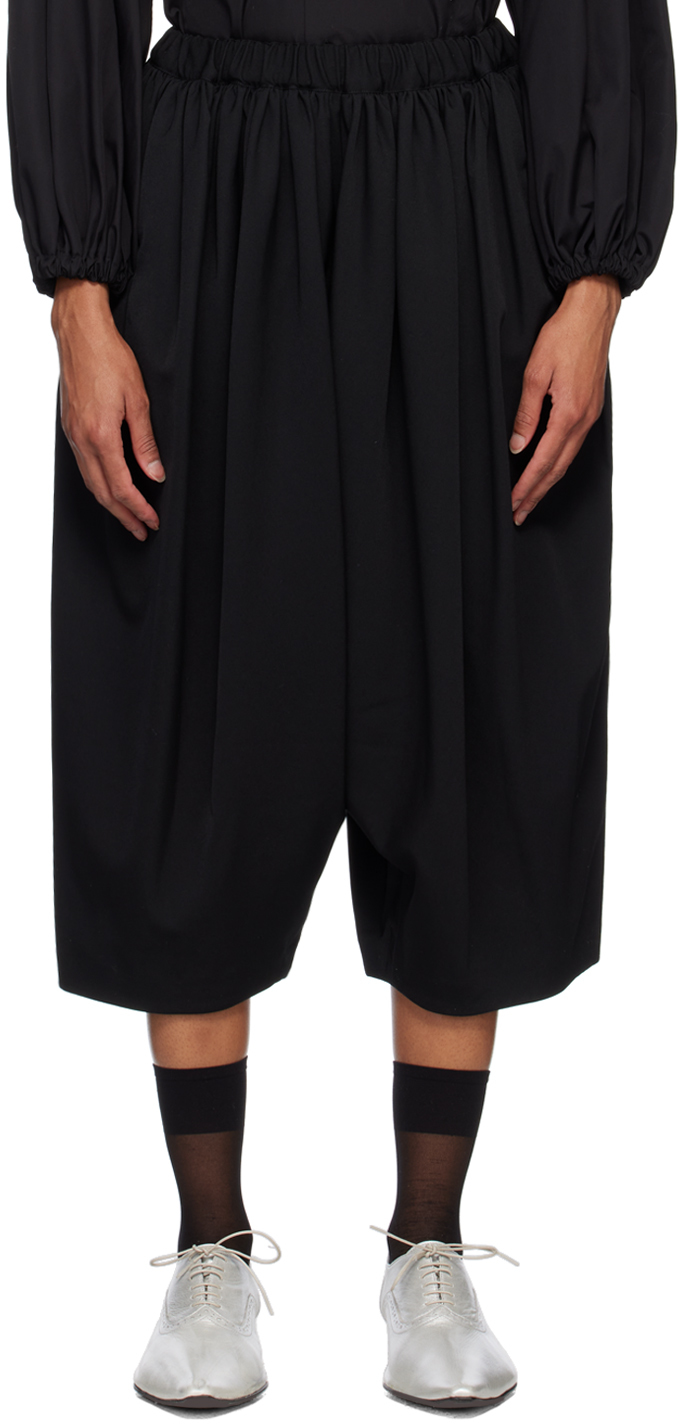 Comme Des Garçons Cropped Elasticated Trousers In 1 Black