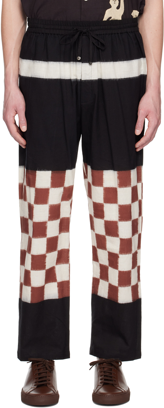 HARAGO Black Check Trousers