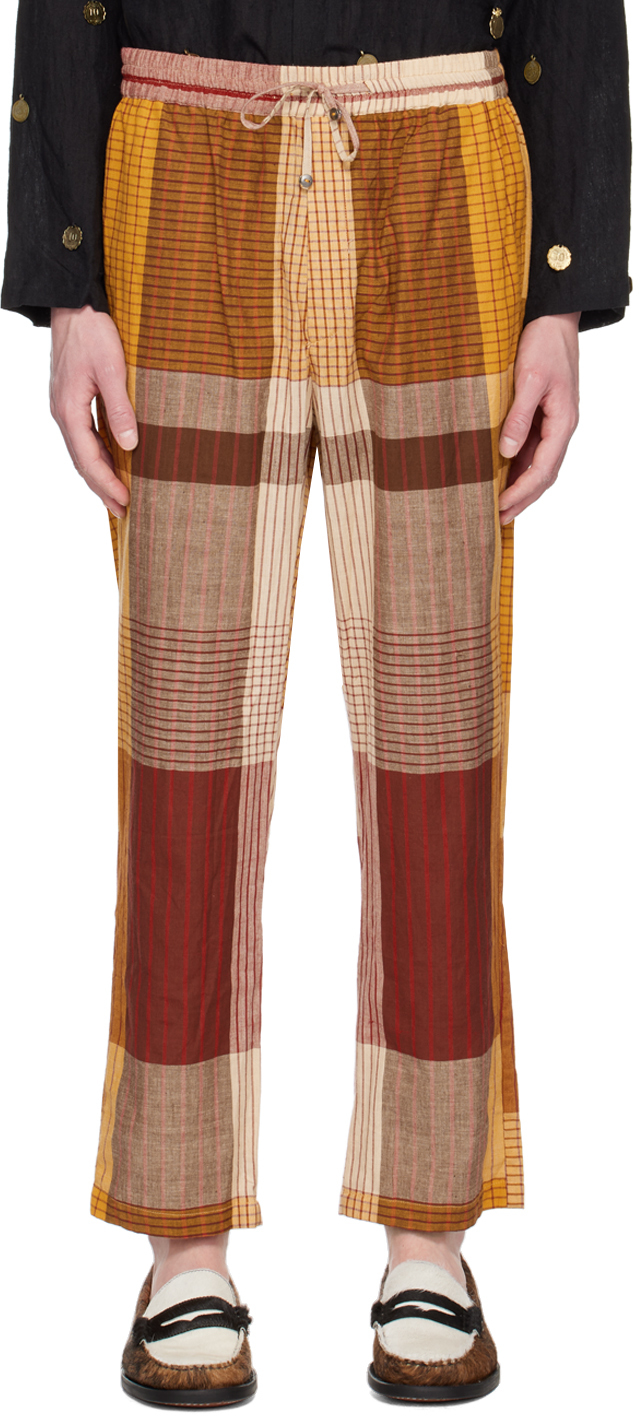 Harago Brown Handloom Trousers In Multi