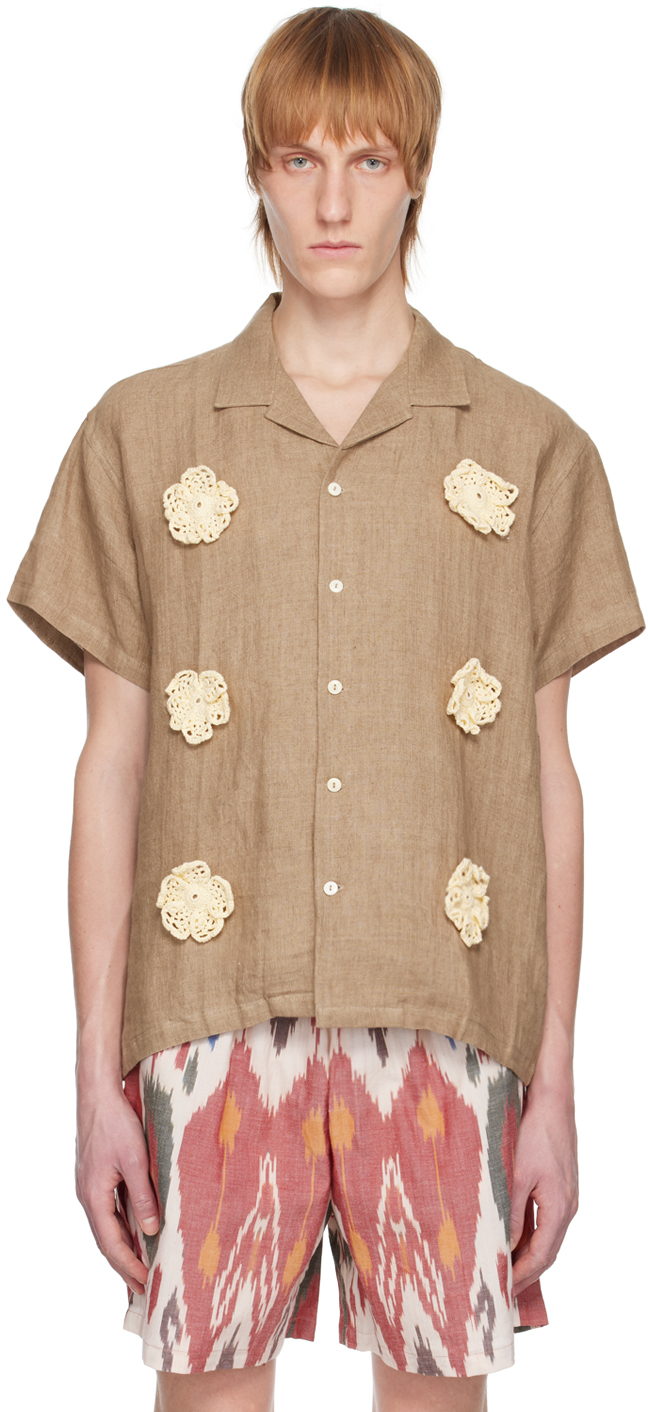 HARAGO Brown Flower Shirt