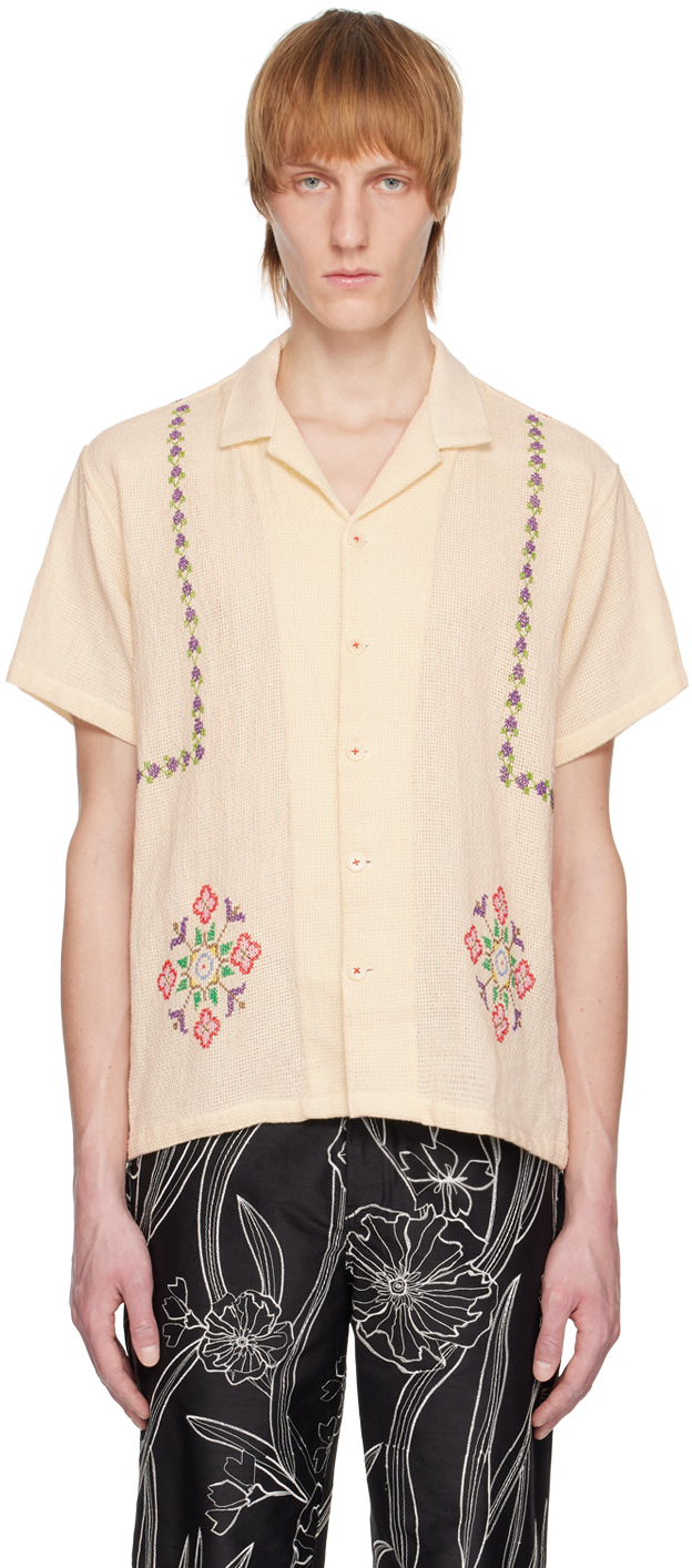 HARAGO White Embroidered Shirt