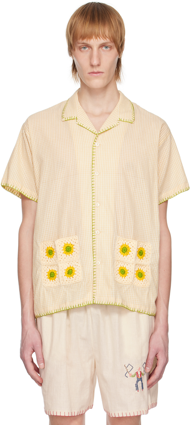 HARAGO Yellow Granny Square Shirt