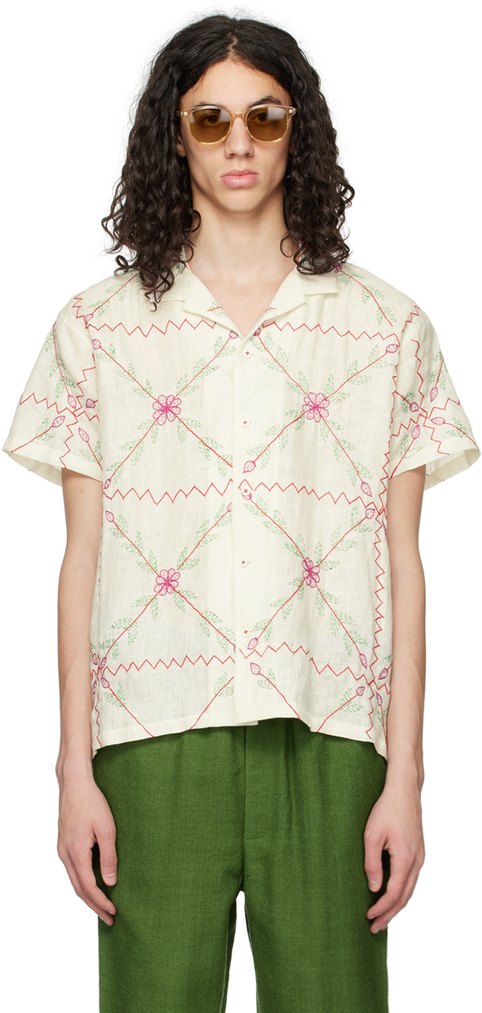 HARAGO: Off-White Embroidered Shirt | SSENSE
