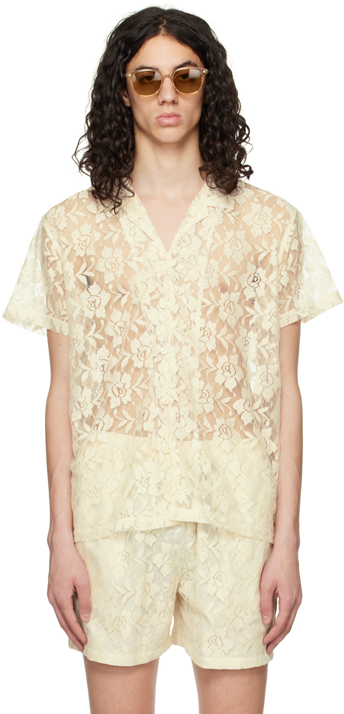 Harago Off-white Floral Shirt In Off White