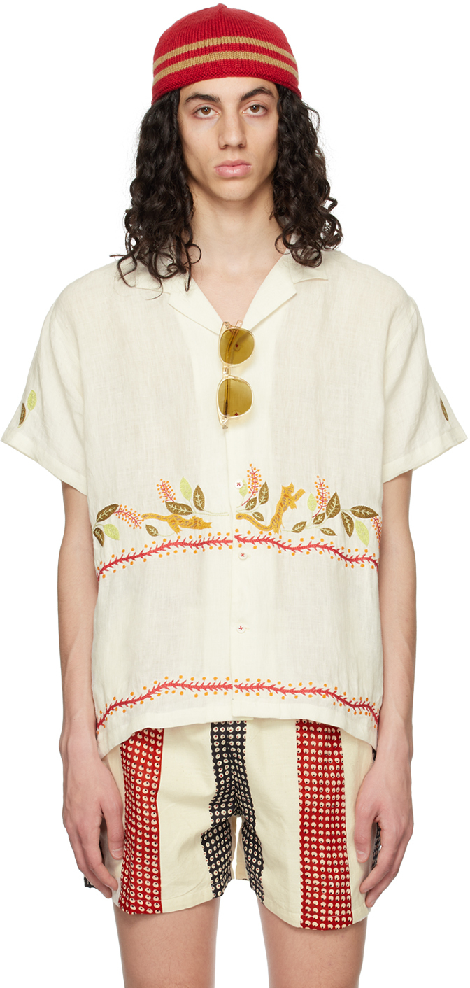 HARAGO: Off-White Embroidered Shirt | SSENSE