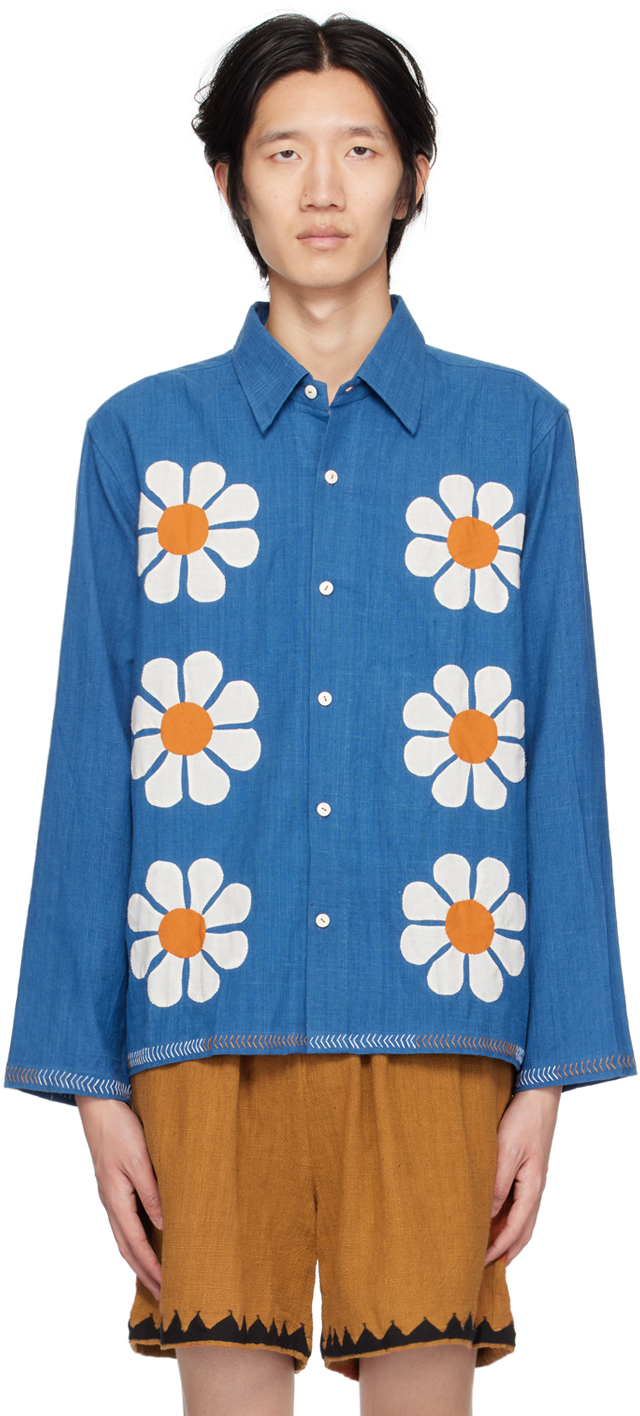 Flower indigo shirt