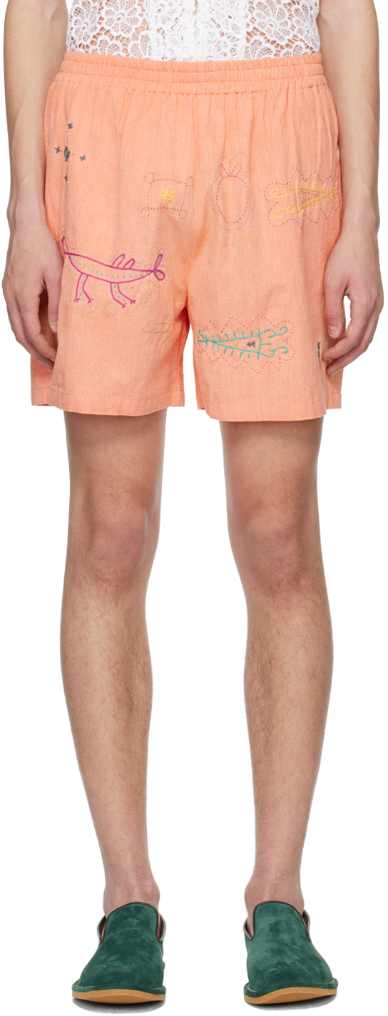 HARAGO Pink Embroidered Shorts SSENSE