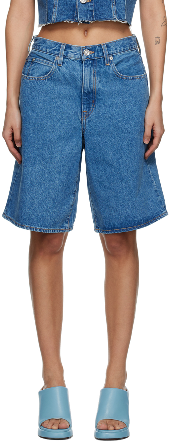 Blue Baggy Denim Shorts by SLVRLAKE on Sale