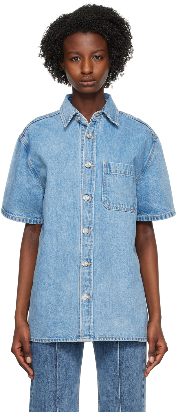 SLVRLAKE Short-sleeved Denim Shirt - Blue