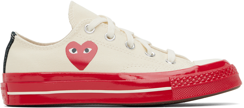 Shop Comme Des Garçons Play Off-white Converse Edition Chuck 70 Sneakers In Off White