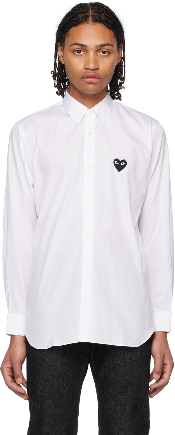 Comme Des Garçons Play White Heart Shirt In 2 White