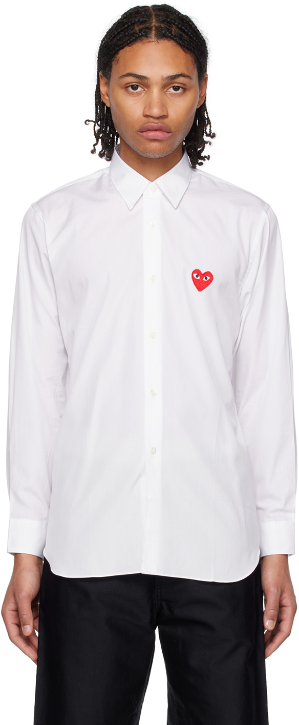 Busk Fødested Skuldre på skuldrene Comme des Garçons Play: White Heart Shirt | SSENSE