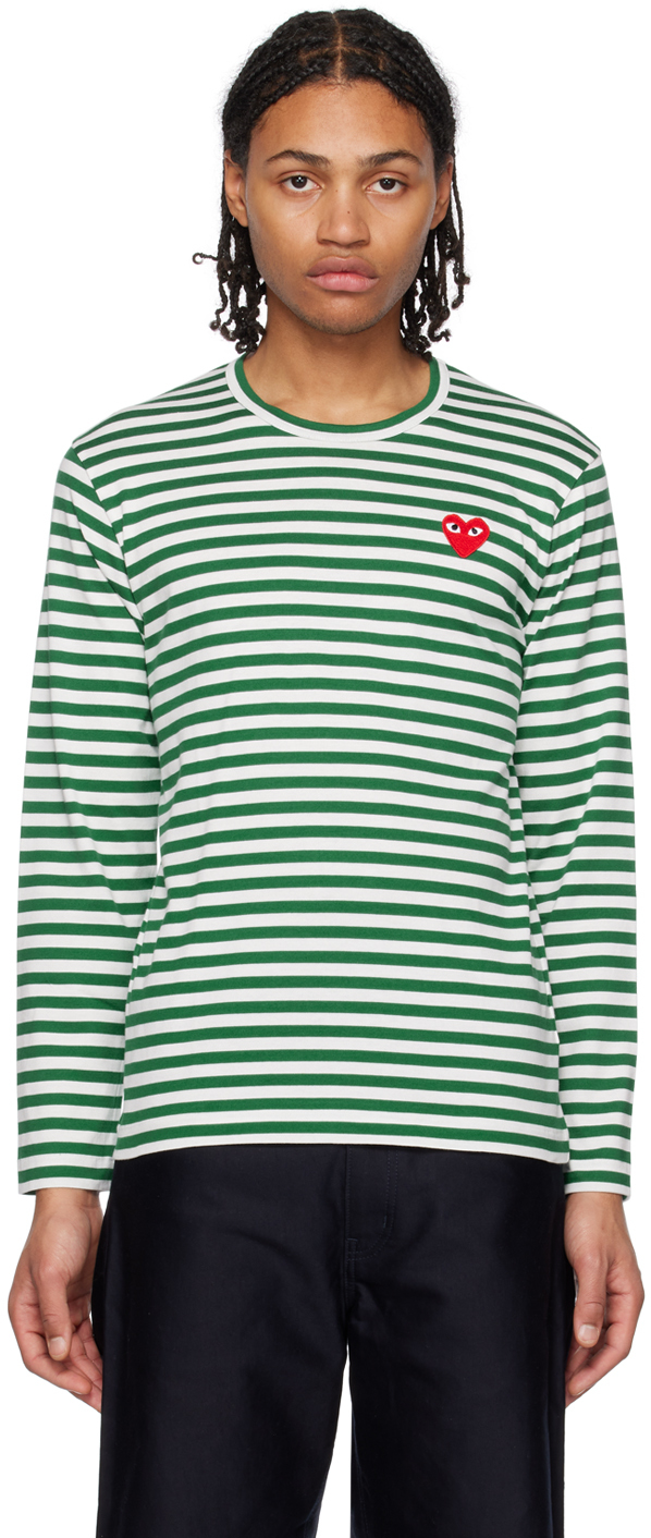 Green & White Heart Long Sleeve T-Shirt