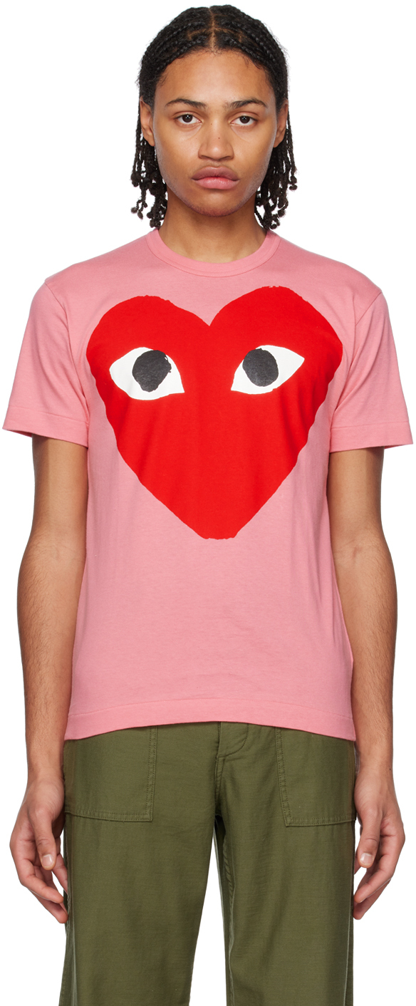 Comme Des Garçons Play Pink Heart T-shirt In 3 Pink