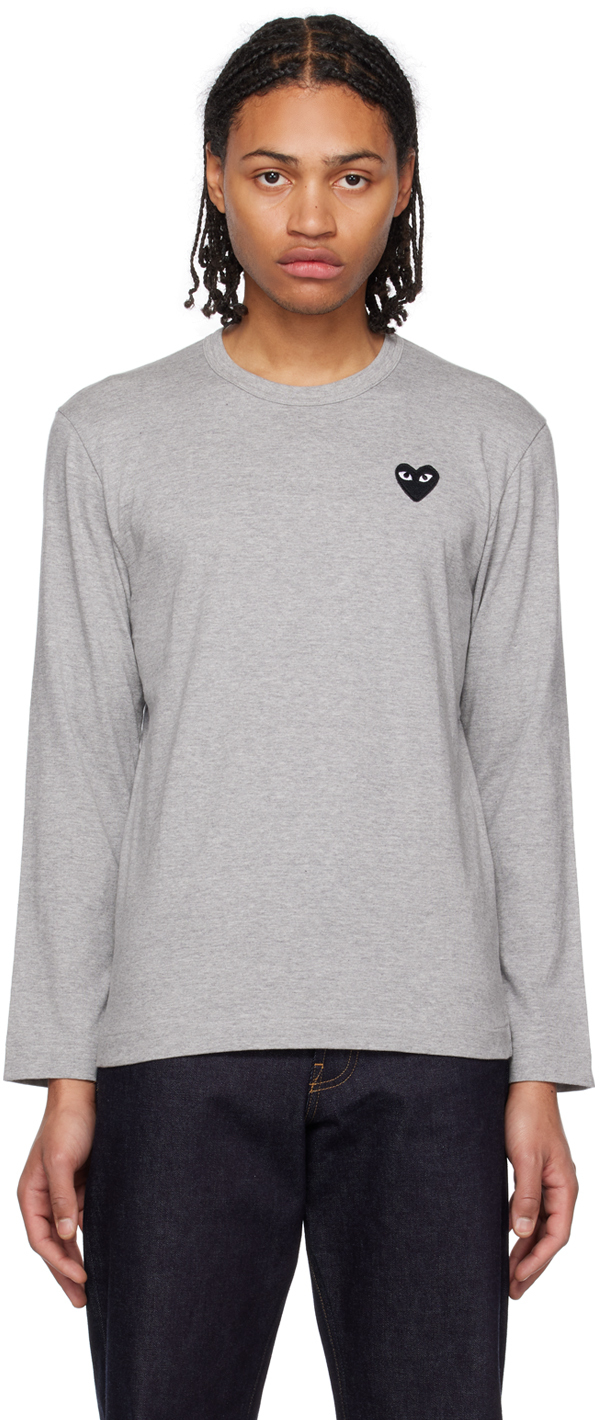 COMME des GARÇONS PLAY Gray Heart Long Sleeve T-Shirt