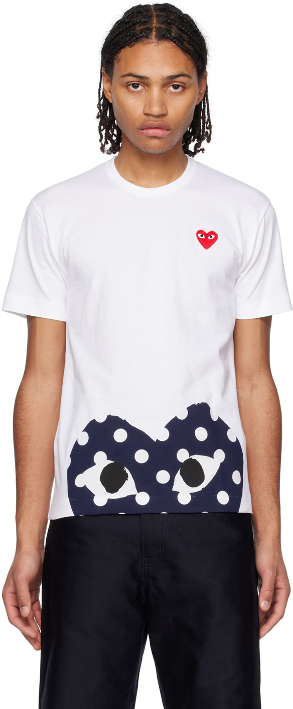 Comme Des Garçons Play White Polka Dot T-shirt In 1 White