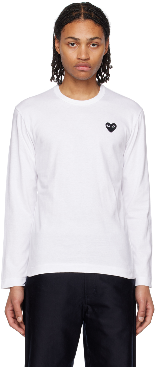 Comme Des Garçons Play White Heart Long Sleeve T-shirt