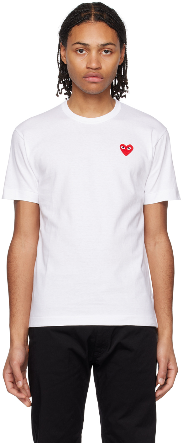 Comme Des Garçons Play White Heart T-shirt In 2 White