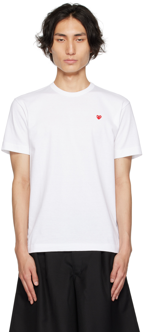 Shop Comme Des Garçons Play White Small Heart T-shirt